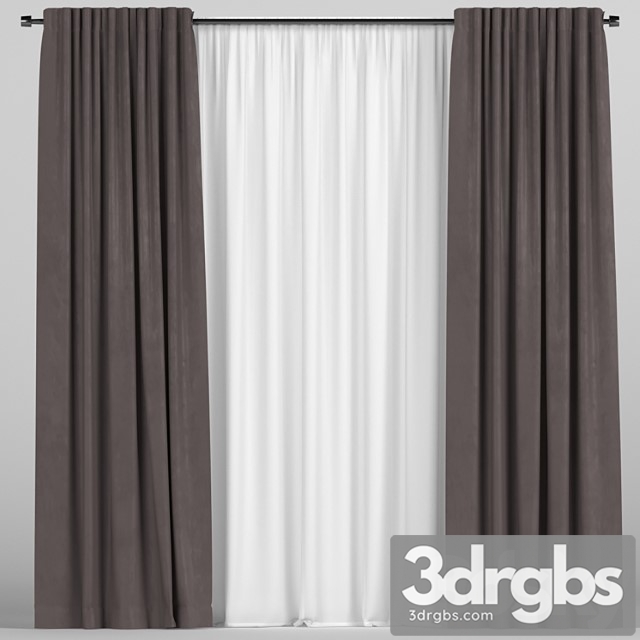 Brown Curtains With Tulle 93