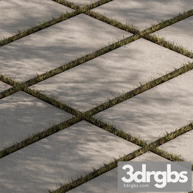 Concrete Slab With Grass Paving 03