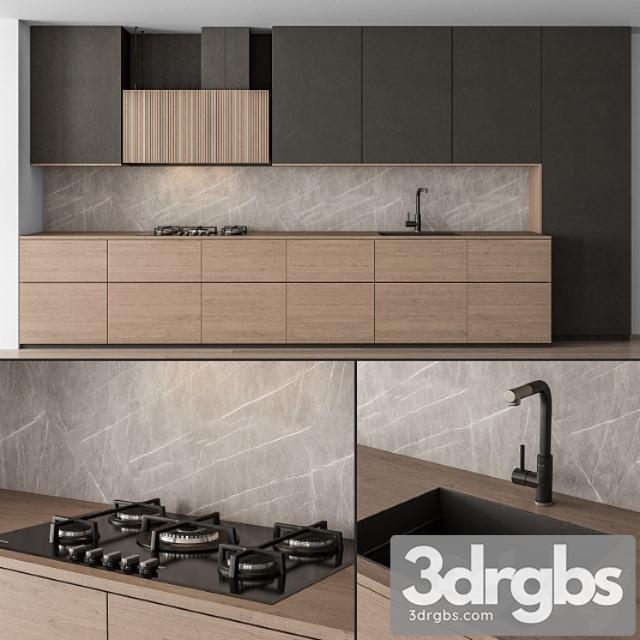 Kitchen modern - black and wood 76