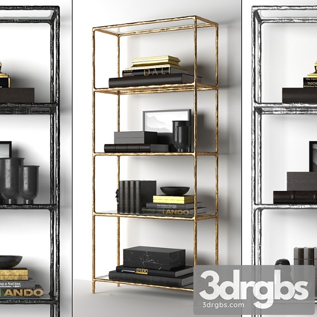 Haddeus forged brass & glass open shelving 2