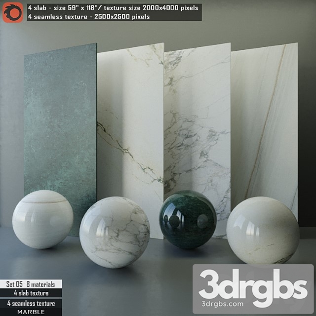 Marble slab & seamless texture set 05