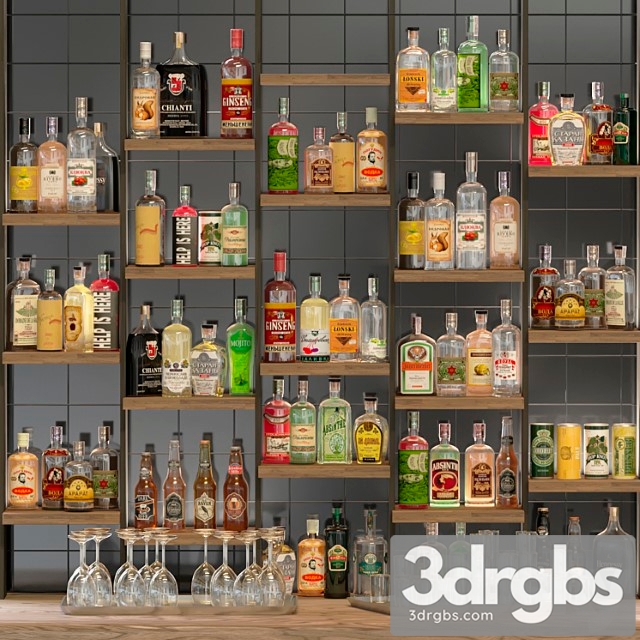 Designer rack in a restaurant with alcohol. pub 39