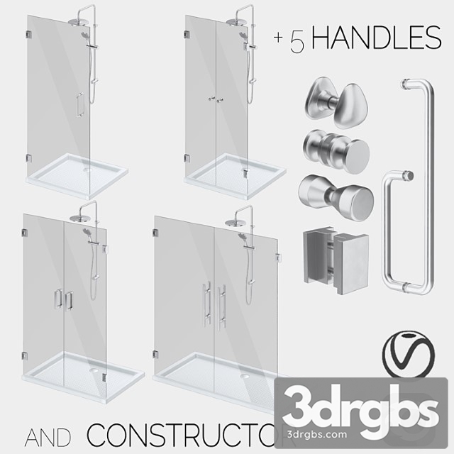 Glass Shower Cabins Constructor and Handle Set 3