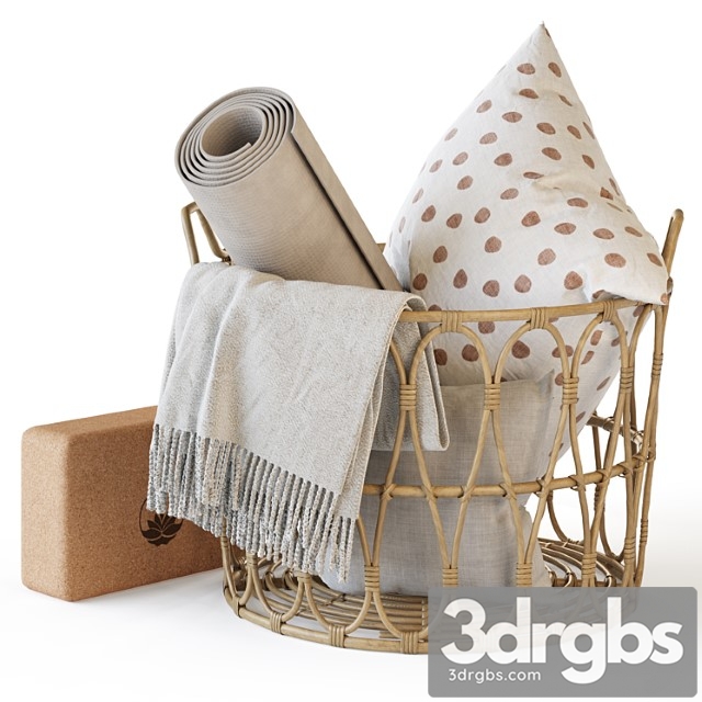 Wicker Basket With Yoga Accessories