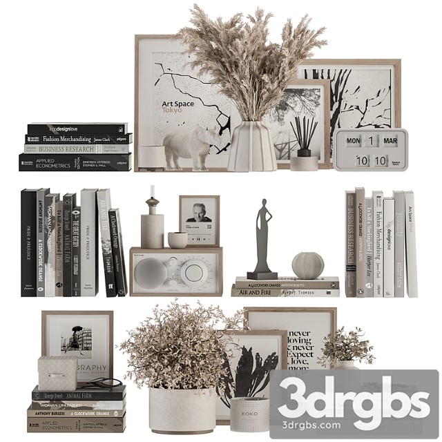 Decorative set on shelves and decor objects - set 12