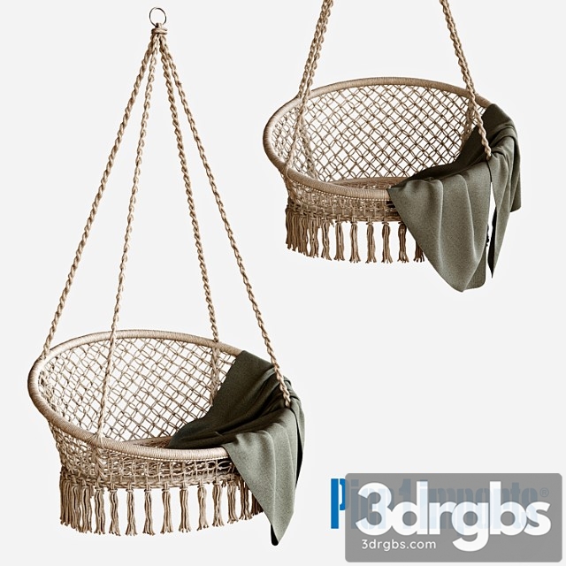 Macrame natural hanging saucer chair 2