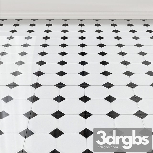 FestivalWhite and Black Dot Octagonal II Porcelain Mosaic