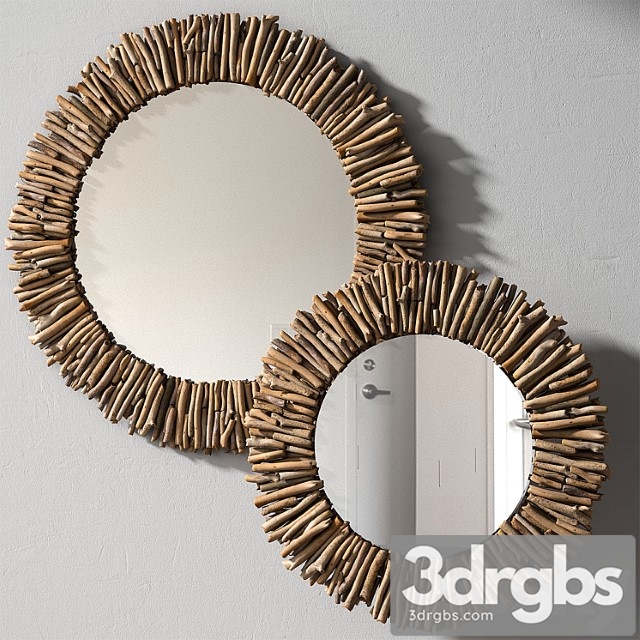 Pottery barn natural driftwood mirror - round