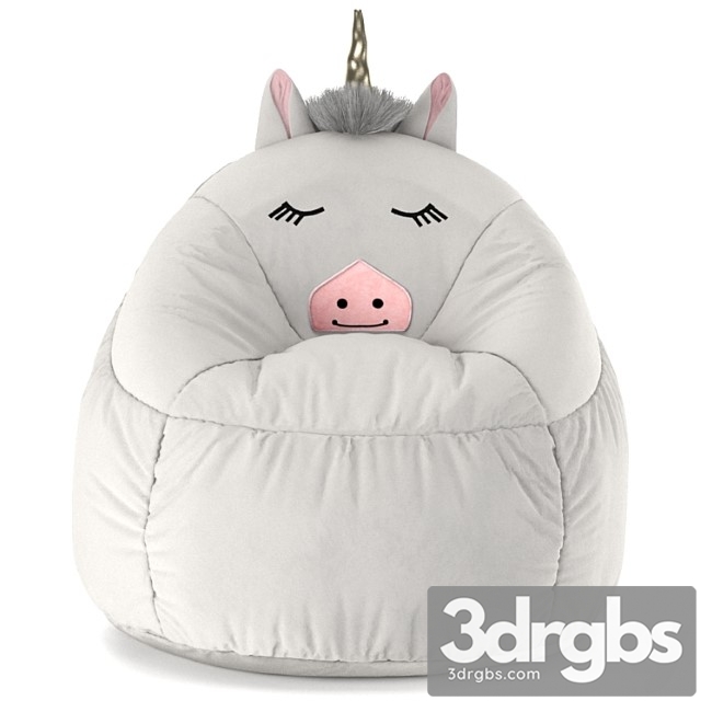 Kids Bean Bag Chair White Unicorn Pillowfort