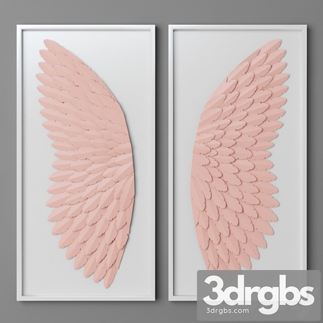 Hand-folded paper angel wing art - pink