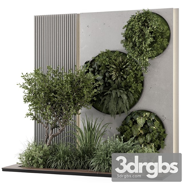 Indoor Wall Vertical Garden in Concrete Base Set 1357