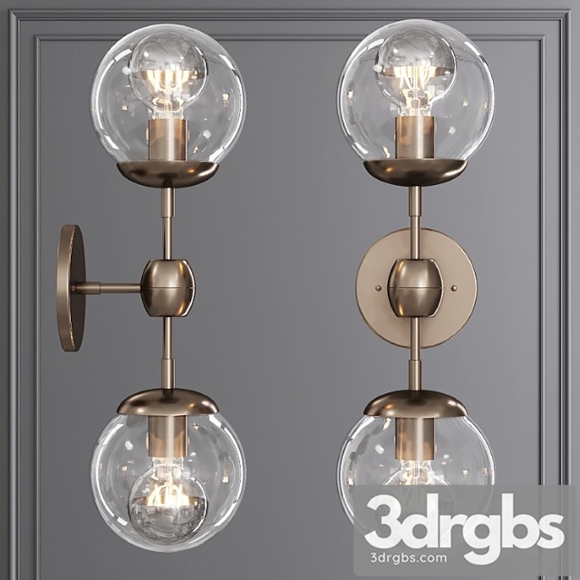 Modo sconce 2 globes bronze and clear glass
