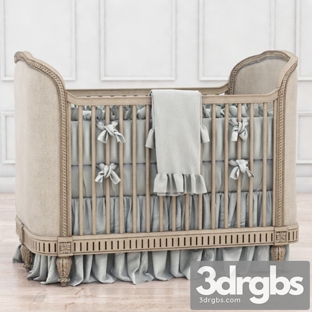 Rh Belle Upholstered Crib Distressed Linen