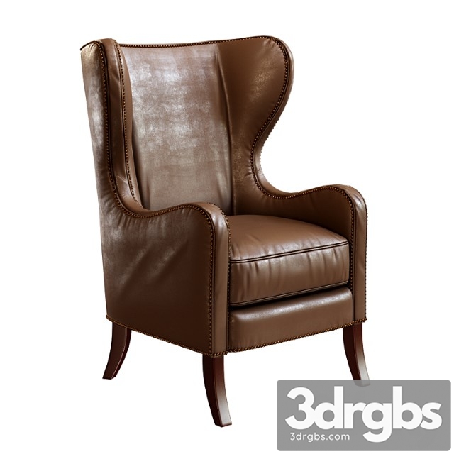 Dempsey wingback chair bourbon leather