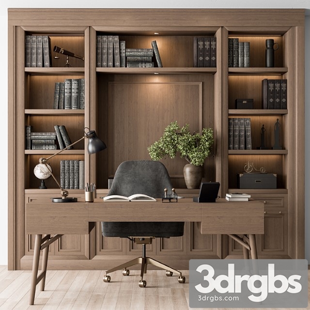 Classic Boss Desk And Library Wood Set Office Furniture 278