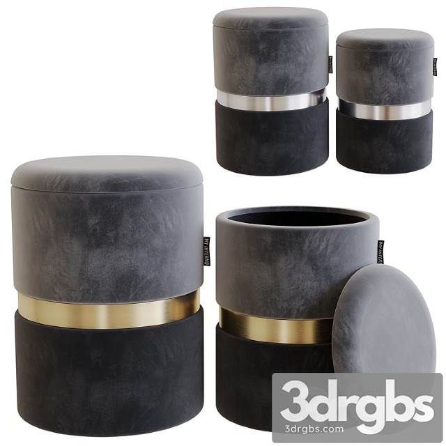 My interno. my18a060gs (small + big) set of 2 new-york ottomans (silver + gold) 2