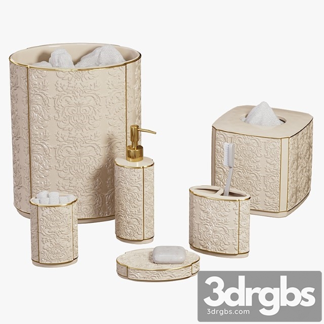 Furla cream damask ceramic bath accessories