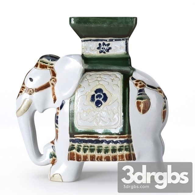 Ceramic Elephant Garden Stool