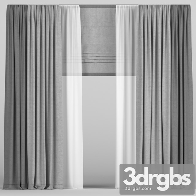 Curtains in two colors with roman