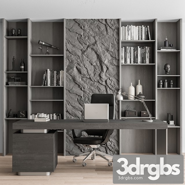 Boss Desk and Library Gray Set Office Furniture 284