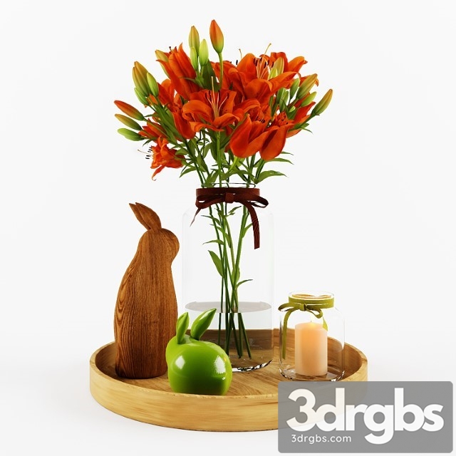 Decorative Set With Orange Lilies