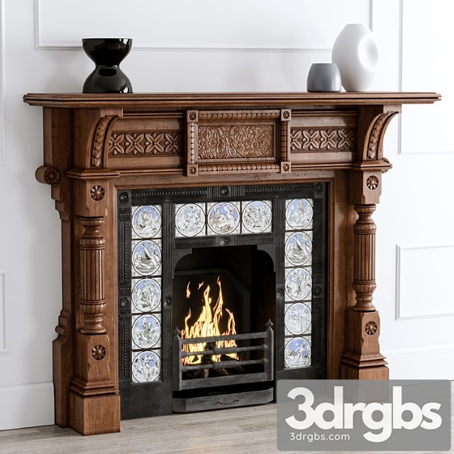 Antique oak fireplace