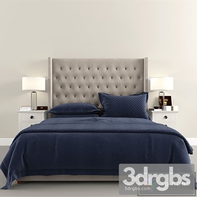 RH Blue Velvet Bed