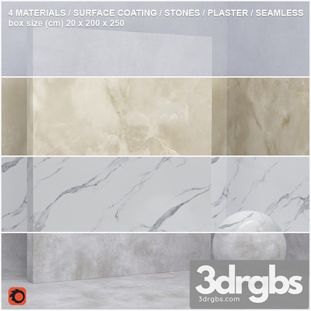 4 materials (seamless) - stone, plaster - set 8