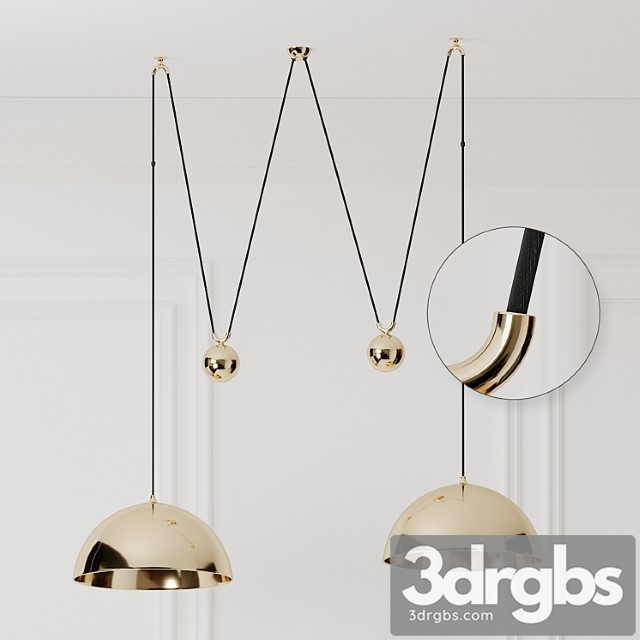 Florian schulz double posa brass pendant lamp with side counter weights