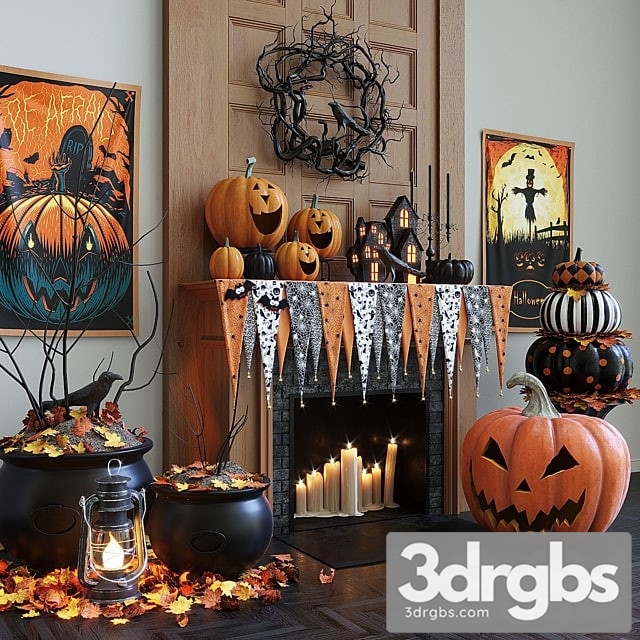 Fireplace With Halloween Decor