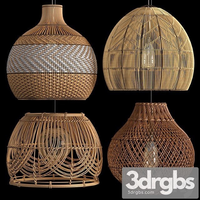 Four Rattan Pendant Lights