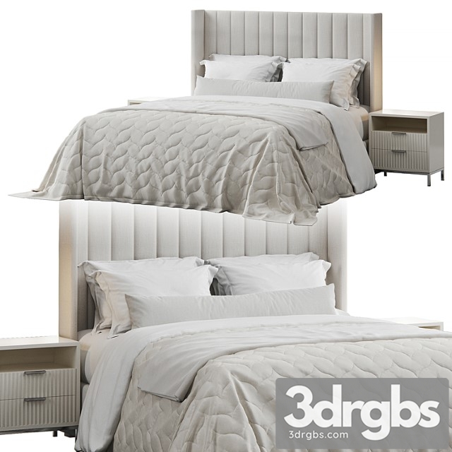 Qween wingback striped headboard bed