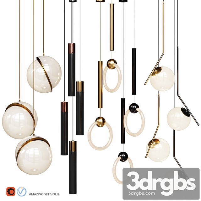 Four pendant lights amazing set vol12