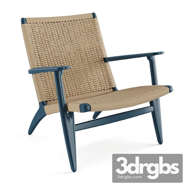 Ch25 rattan blue lounge chair of carl hansen