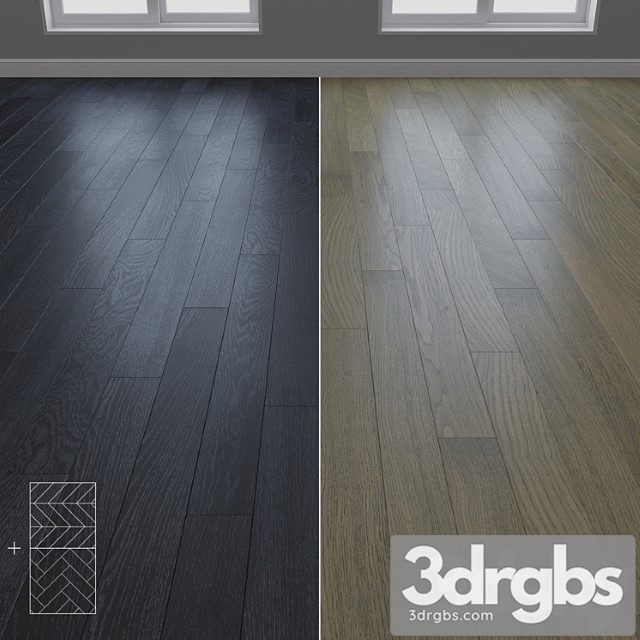 Parquet oak 2 types layout christmas tree, chevron and linear setduo27