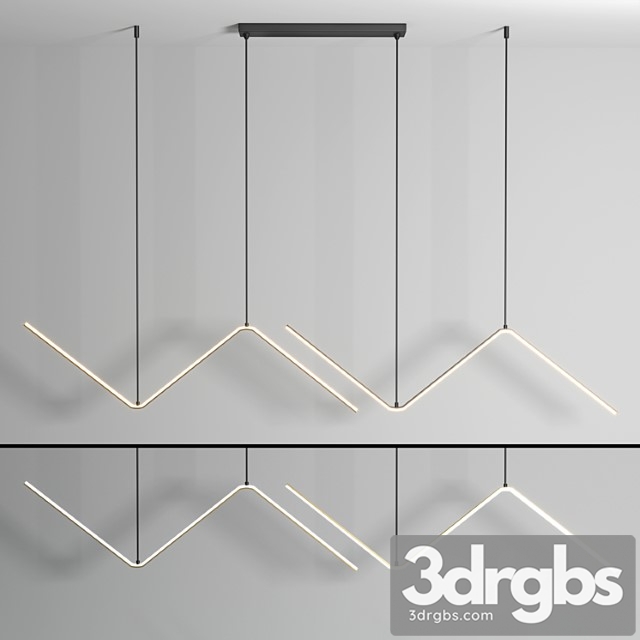 Zigzag Pendant Light Fixture Minimalism Aluminum Dining Room LED Ceiling Light in Black