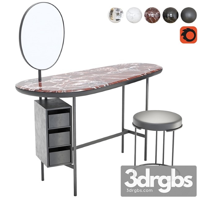 Living divani pebble + nina dressing table and stool