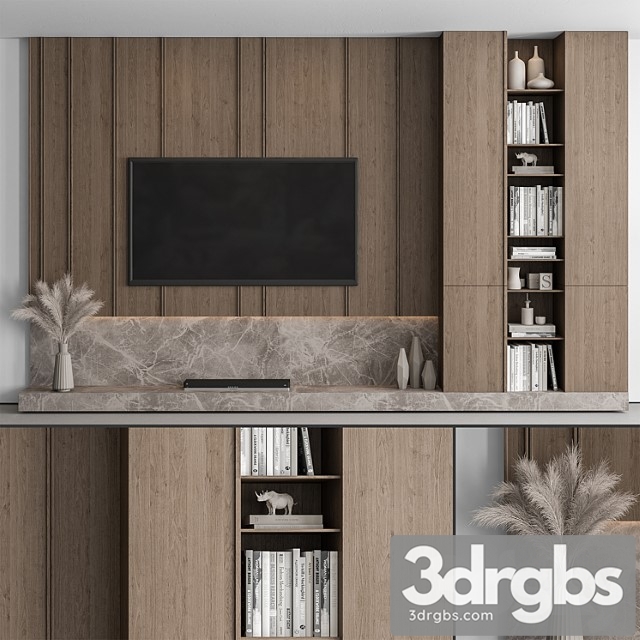 Tv wall stone and wood - set 53