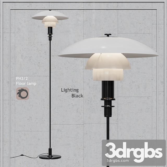 2 floor lamp black body white glass