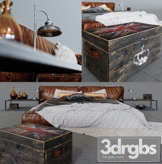 Rustic Leather Bed