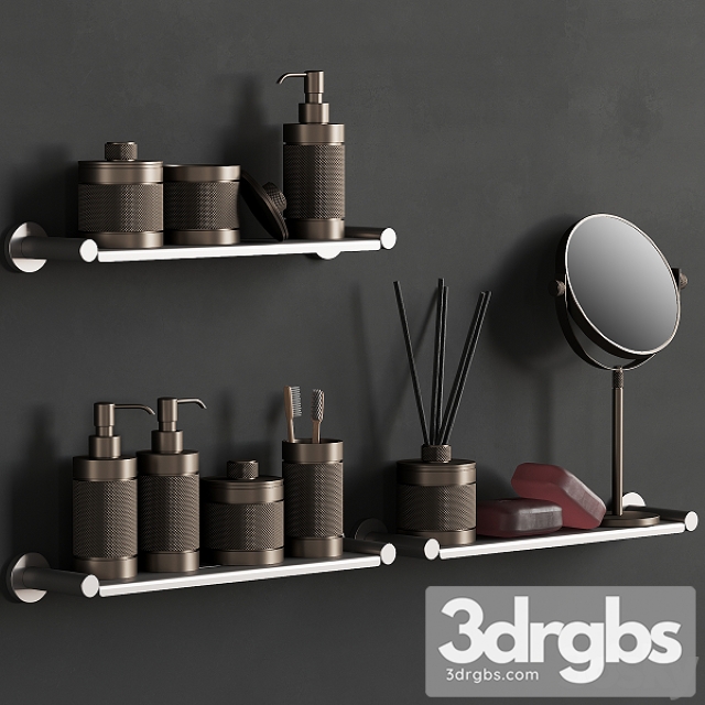 089 Bathroom Decor Set Accessories Bronze Matte 00