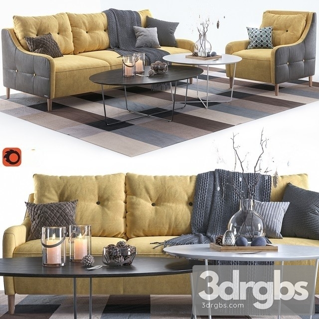 Jenson Design Fabric Yellow Sofa