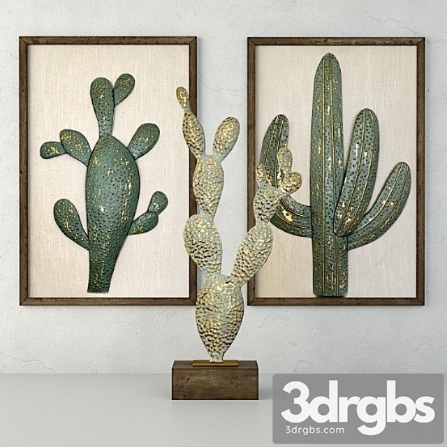 Metal cactus sculptures