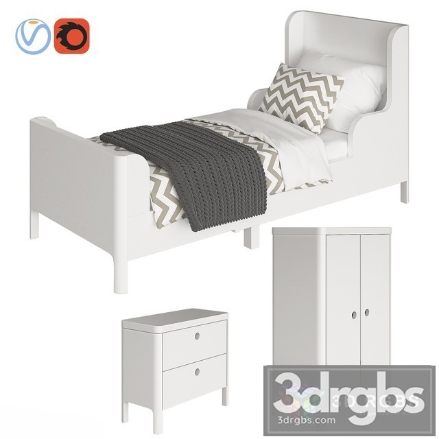 Busunge White Kid Bed