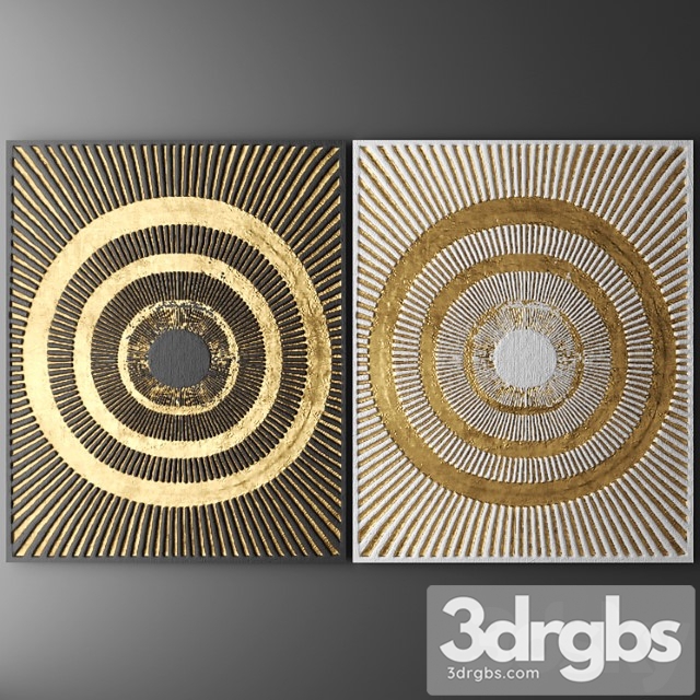 Wall Decor Picture Gold Lux ​​Lukhuri Decor Art Contemporary Art Abstraction Circles Sun