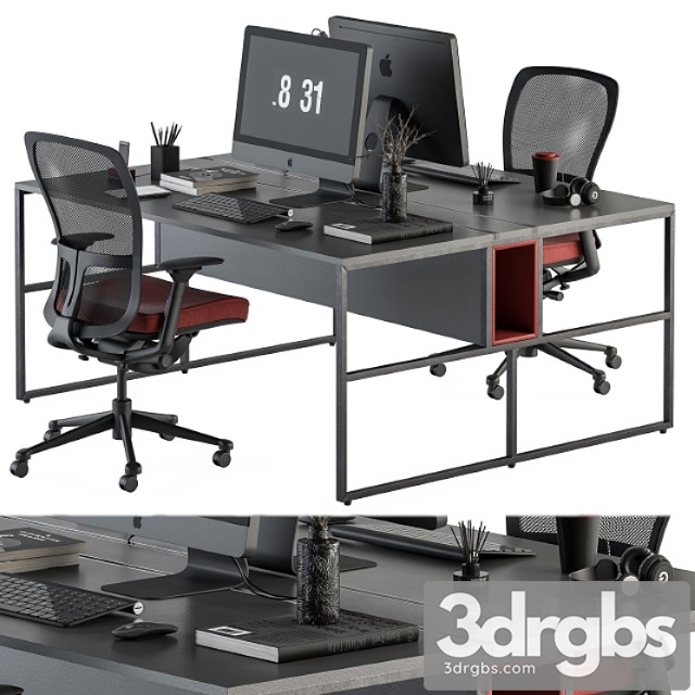 employee Set Red and Black Office Furniture 245