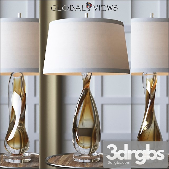 Global views amber twisted art glass lamp