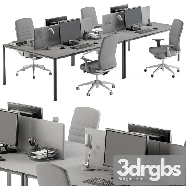 Employee Desk Gray Set Office Furniture 237