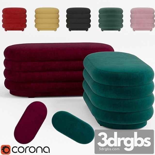 Ferm living - velour pouf oval