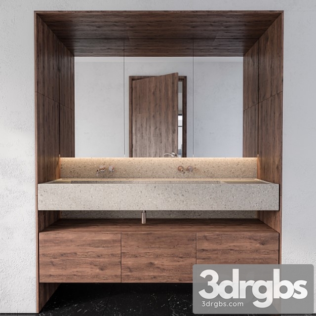 Wood and Concrete Wash Basin